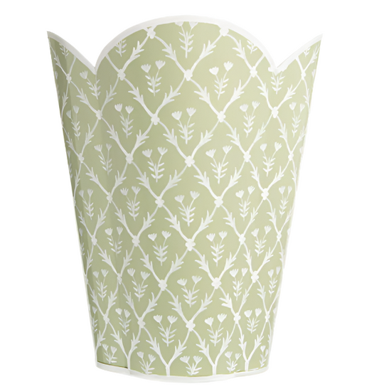 Pale Green & White Tulip Wastepaper Basket