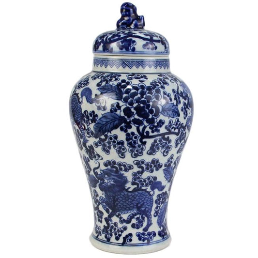 Floral Lion Jar