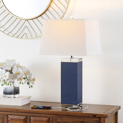 Deco 27 Inch H Leather Table Lamp (Set of 2) | Safavieh - LIT4143